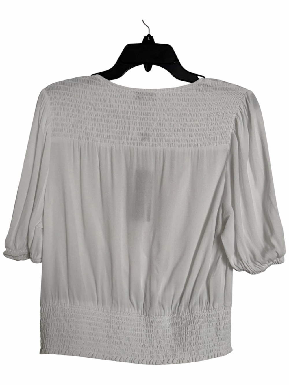 Gianni Bini NWT Georgia White Wrap V-Neck Smocked Waist Blouse - XL - Picture 2 of 8